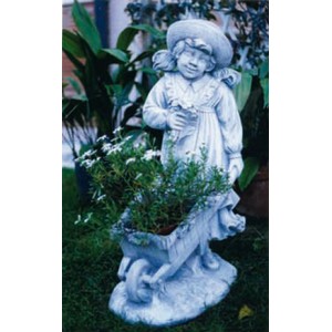 Gartenfigur mit Blumengarette Beton kaufen