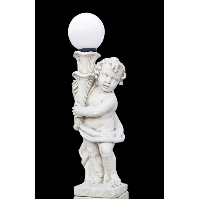 Gartenfigur Knabe mit Lampe-licht