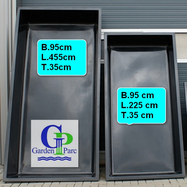 Teichbecken rechteckig B.95 L.225 + 455 cm