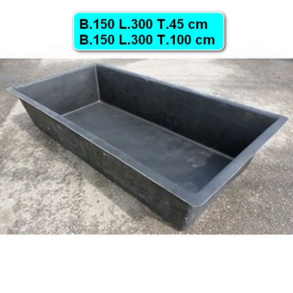 Gartenteichbecken B.150x300 T.45+100 cm