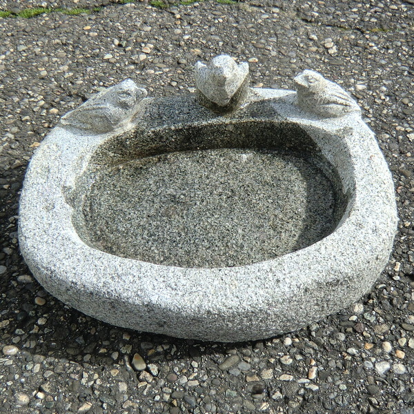 Vogelbad mit 3 Vögel Granit Kaufen