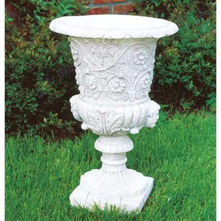Pflanzenvase mit Blumenornament Beton