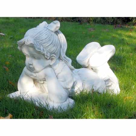Lesendes Mädchen Gartenfigur winterhart