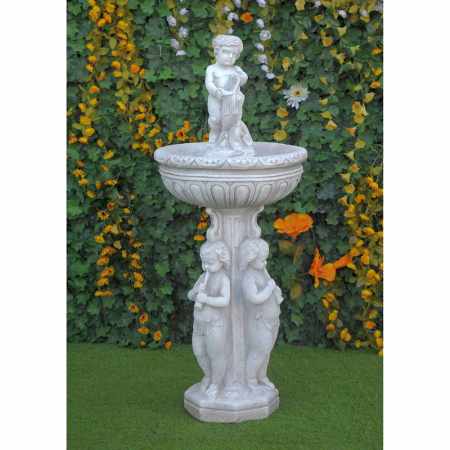 Zierbrunnen mit Flötenspieler Gartenteich