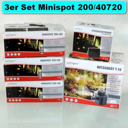 3er Set Minispot 200 LED gartenlicht
