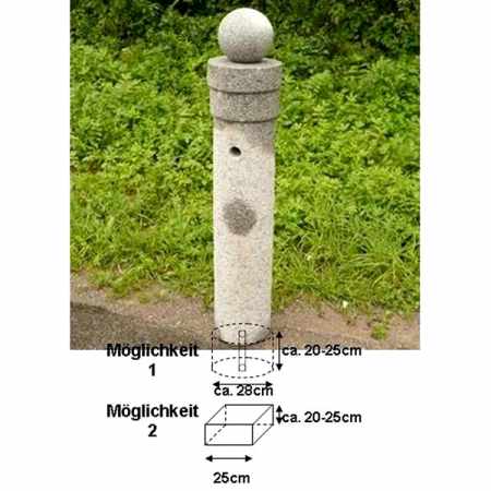 Brunnenstock rund mit Kugel-Granit