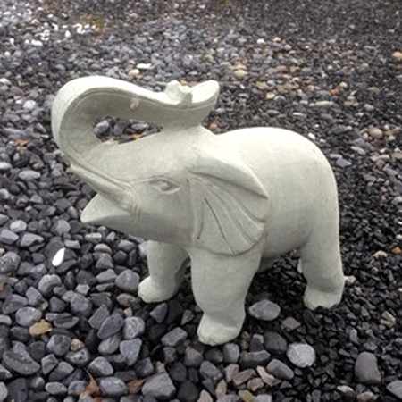 Naturstein-Elefant - Statue grün klein